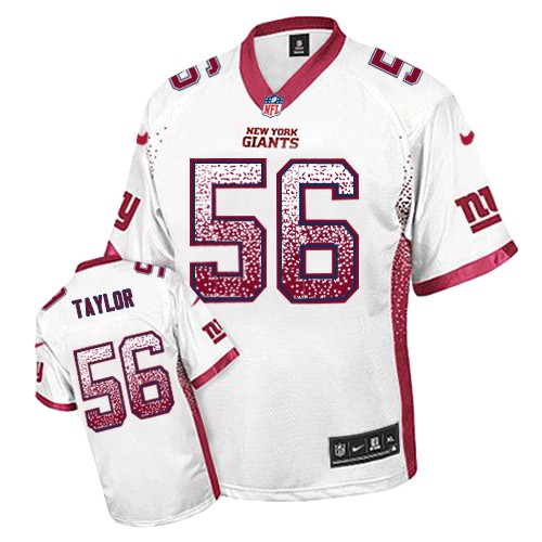 Men's Elite Lawrence Taylor Nike Jersey White - #56 Drift Fashion NFL New York Giants